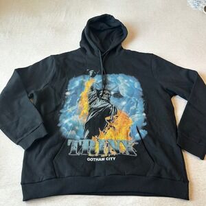 Trinx‎ Gotham City Statue of Liberty Skeleton Graphic Hoodie Black Mens XL USA